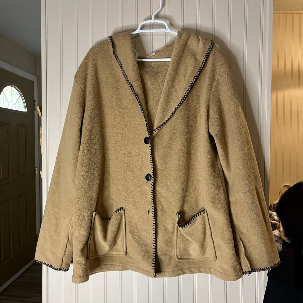 Vintage All Hours comfy fleece hooded jacket with pockets XL